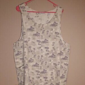 Marsh Landing Linen Blend Sheath Dress Womens XL Sleeveless Tropical Neutral
